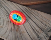 Adjustable paper ring - quilling - red, orange, green and blue