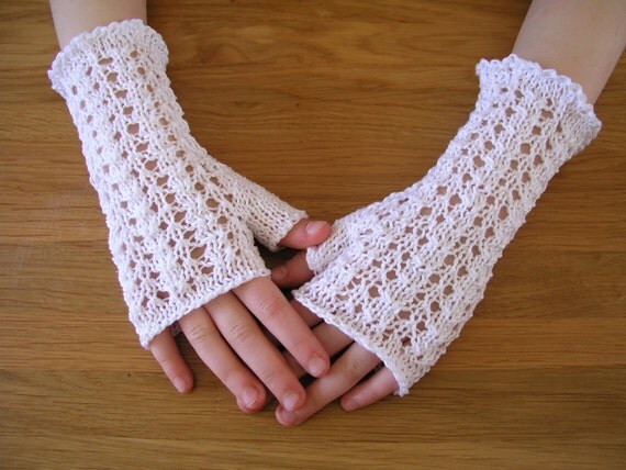 Hand knitted girls fingerless gloves by CrazyAboutGloves