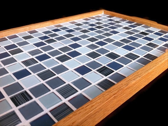Mosaic Serving Tray  Geometric Pattern in by GreenStreetMosaics
