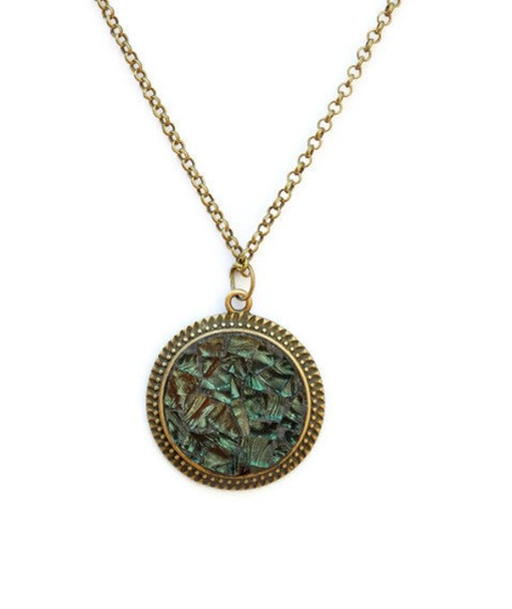 Mosaic Necklace Round Pendant Greens by GreenStreetMosaics on Etsy
