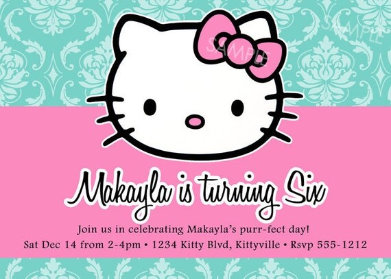 Hello Kitty Invitation for Birthday Party - Digital Printable File