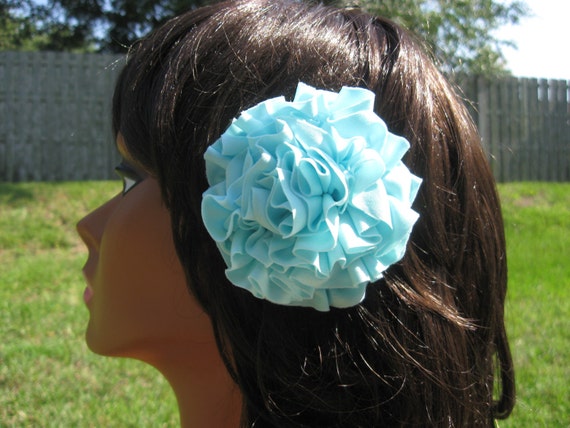 Sky Blue Flower  Brooch Pin and Hair Clip  Women by ZNextDesigns