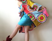 Plus Size Multicolor Crocheted Cardigan - RESERVED