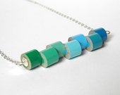 Sterling silver color pencil necklace, color collection - winter No. 1, the green and blue series