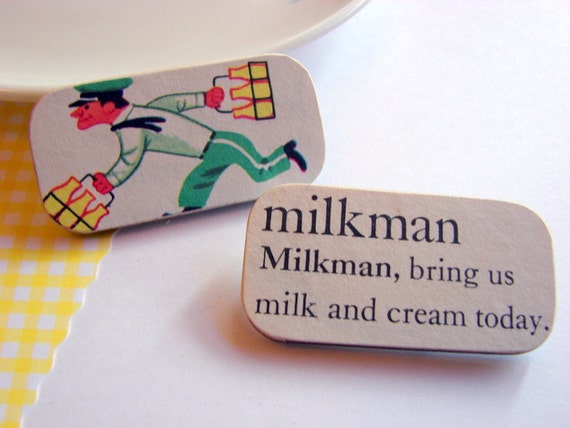 Milkman Pin Set  Milkman Bring Us Milk and Cream by mimiandlucy