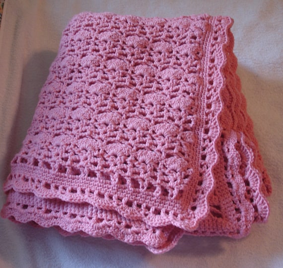 Warm Intricate Pattern Pink Crochet Afghan for Bed, Lap, or Wrap