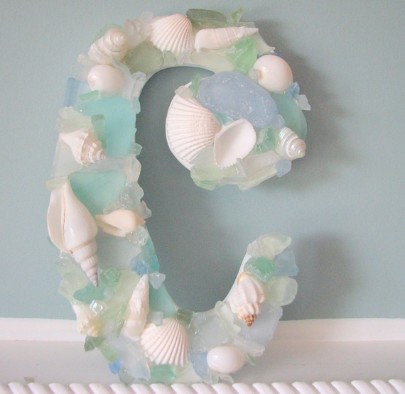 Shell Wall Letters - Beach Decor Sea Glass & Seashell Letters, Many Colors