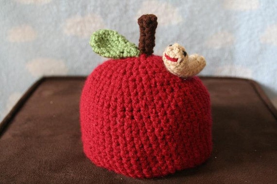 Crochet Cute Apple Hat (6m -12m)