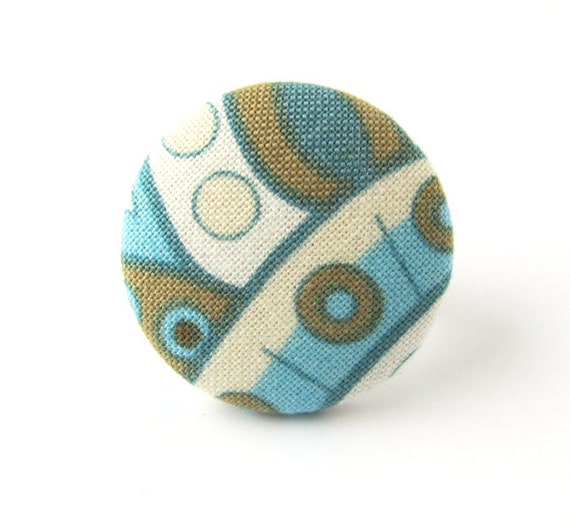 Large ring blue beige brown gold ochre unique big by KooKooCraft