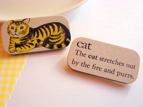 Cat Pin Set  The Cat Stretches Out by the Fire and by mimiandlucy