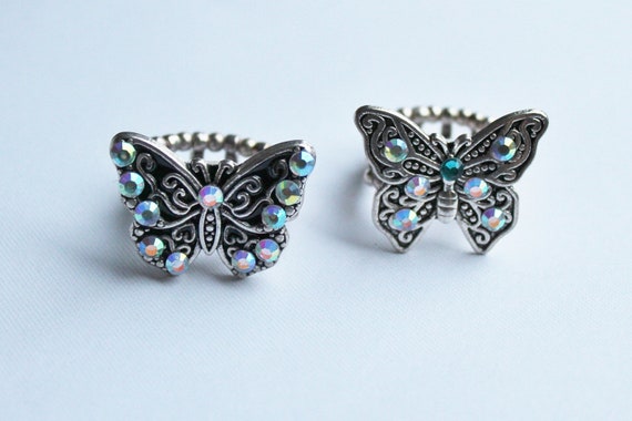 Metal rings, adjustable rings, butterfly rings, Fleur de Lis ring, Silver rings