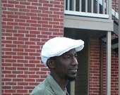 The THINKING MAN'S Cap - White - Crochet Kangol style cap, newsboy, golf, driver hat - Made to Order