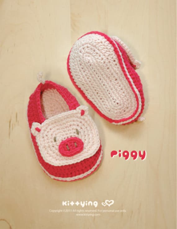 Piggy Baby Booties Crochet PATTERN, SYMBOL DIAGRAM (pdf)