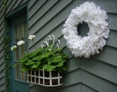 WHITE SUMMER WREATH, White Linen Wreath, Shabby Chic Wreath, 16" Rag Wreath, Available in White or Ivory Linen