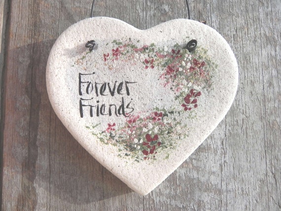 Friends Gift Salt Dough Heart Ornament by cookiedoughcreations