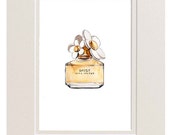 Marc Jacobs, Daisy Perfume Bottle, Watercolor Fashion Illustration, Art Print