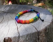 Rainbow Bracelet, polymer clay handmade beads / adjustable lgbt - hawaii - st patricks day