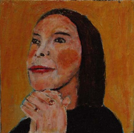 Acrylic Portrait Painting Girl Praying Religious Spiritual Original Praying Hands 6x6 canvas board No 9