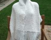 Knit Shawl - Prayer Shawl in white - Wedding Party - Bridal party - Prom - Women's Accessories