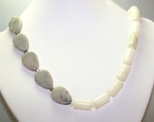 Inventory Clearance Sale. Gray and White Necklace. Asymmetrical Necklace.Free Earrings
