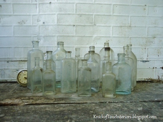 Antique APOTHECARY Bottles - Salvaged Collection of 15