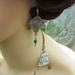 Vintage russian inspired green glass earrings