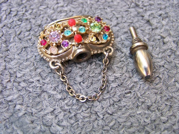 LABOR DAY SALE Antique Victorian Pastes Rhinestone Perfume Posion Pendent Crown