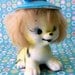 Ultra Kitschy Cute Mid Century Kitsch California Creations by Bradley Japan Tiger with Blue Flower Hat and Real Fur stamped 1959