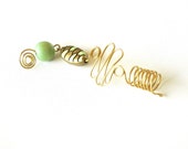 Dreadlock Jewelry - Lime Green and Brass Loc Jewel