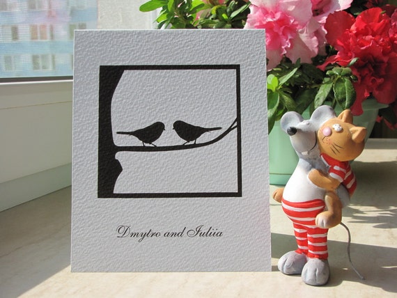 Birds Couple Handmade Original Paper Greeting by DreamPapercut