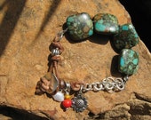 Sundance - Mosaic Turquoise - Leather - Pearl -  Coral - Multi-Media Bracelet