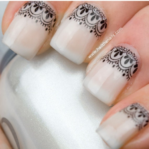 Black Lace Nail Art Water Transfer Decal