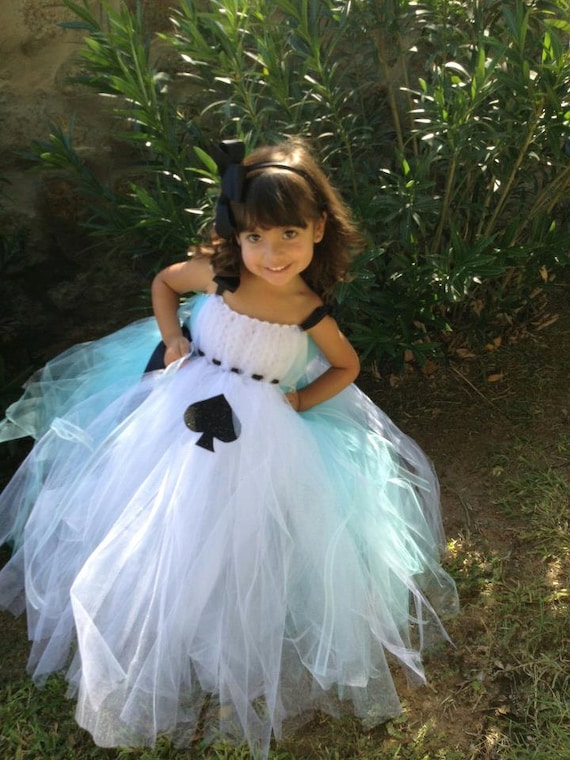 Alice in Wonderland tutu dress with matching hairpiece