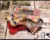Sprinkles Bone Dog Tag - Handmade - Kawaii - Candy - Dog ID - Pet Tag - Dog Accessories - Resin - Colorful - Glitter - Dog Collar Accessory