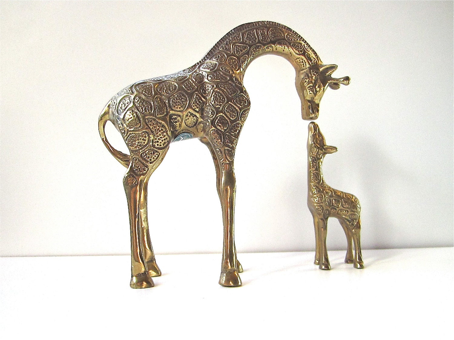 Vintage Brass Giraffe Trio Mother and Baby Set by HerVintageCrush