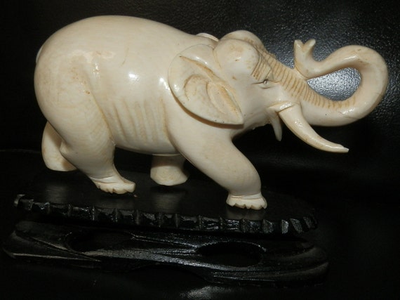 Carved Ivory Elephant. 4 inches long. PreBan. Chinese.