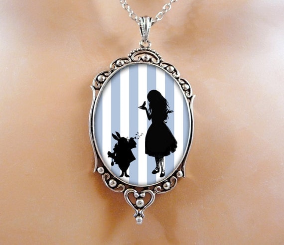 Alice In Wonderland Necklace Valentine Gift Jewelry - Blue Jewelry Wearable Art Gift For Her