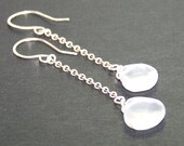 White Quartz Sterling Silver Dangle Earrings