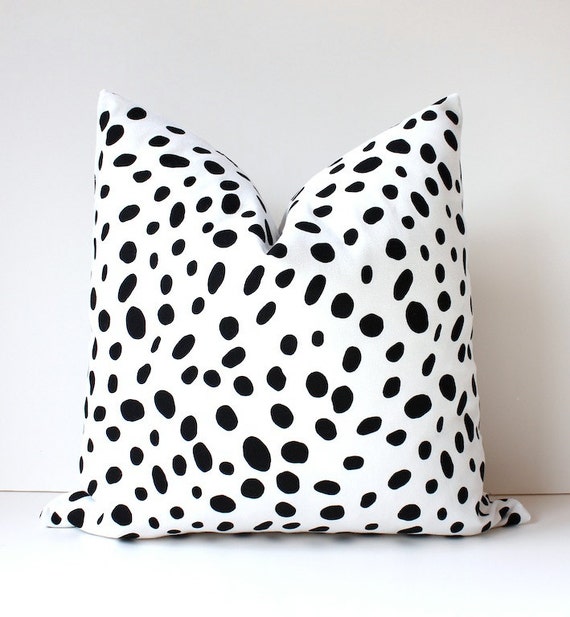 Spotted Black & White Decorative Designer Pillow Cover 18" Accent Throw Cushion polka dots spots gray Animal print togo bw