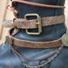 Well Worn Leather Boot Harness with Antique Conchos and Mixed Chain