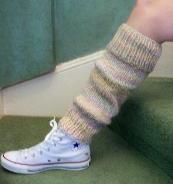 Chunky warm leg warmers wool mix cream beige by SpinningStreak