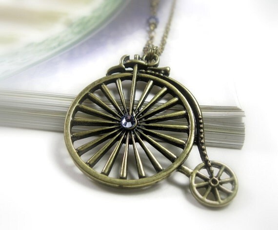 Penny Farthing Bicycle Vintage Style Necklace by jewelrybyNaLa