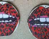 Red Leopard Lip Earrings