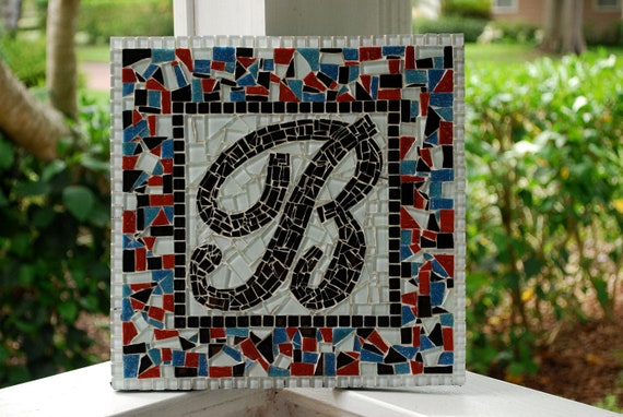 Custom Initial Mosaic Monogram Art by GreenStreetMosaics on Etsy