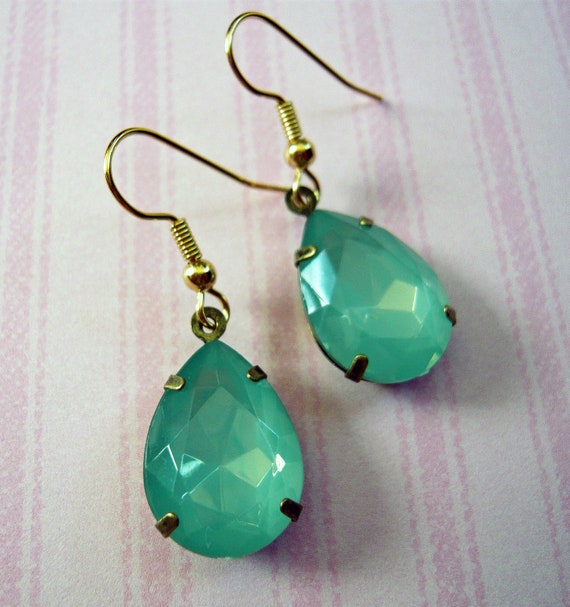 Aqua Blue Tear Drop Earrings by MaruMaru on Etsy
