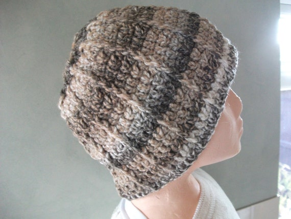 Unisex Crochet Hat in Browns and Beige by UniquelyYourDesigns