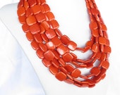 Chunky Tangerine Orange Necklace  - Super Chunky Orange Statement Necklace - Super Statement Necklace