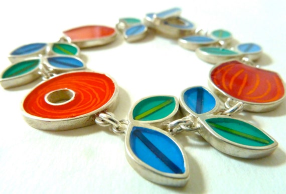 Dutch silver bracelet with resin inlay