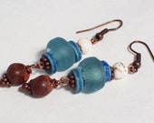 Sea the Light Sea Glass Earrings with Turquoise Sea Glass