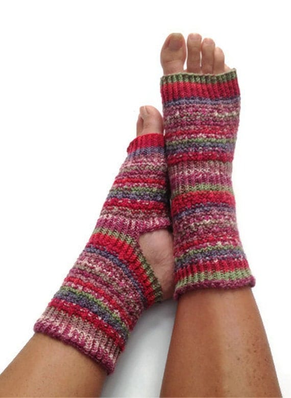 Yoga Socks in Berry Bliss Handknit Pedicure by MadebyMegShop